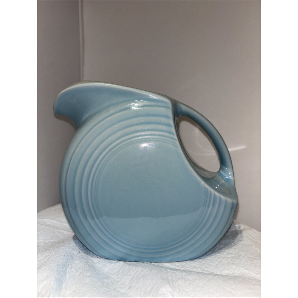 Vintage FIESTA LARGE DISK PITCHER sky blue 67 OZ